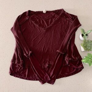 FREE PEOPLE oversized thermal long sleeve top size XS